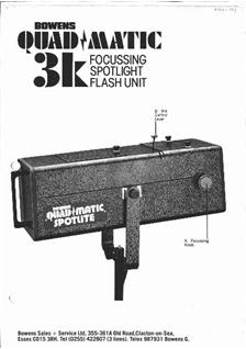 Bowens Ltd Quadmatic Flash Systems manual. Camera Instructions.